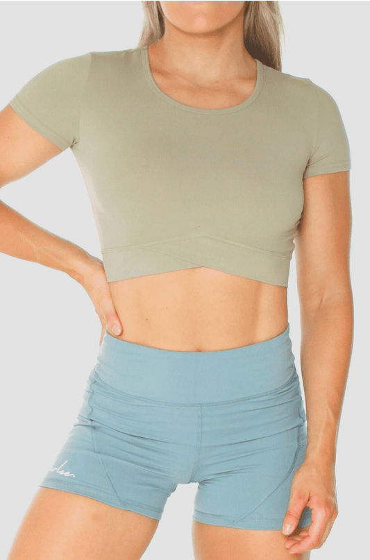 Performance Cropped Training Top - Sage