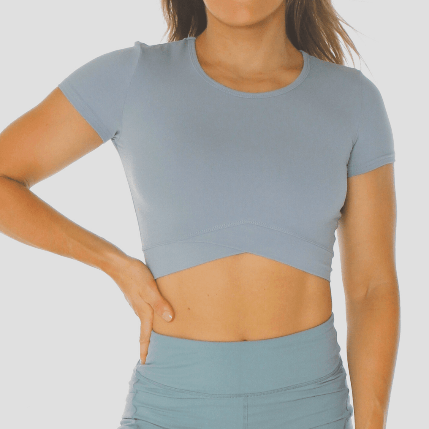 Performance Cropped Training Top - Jade Blue