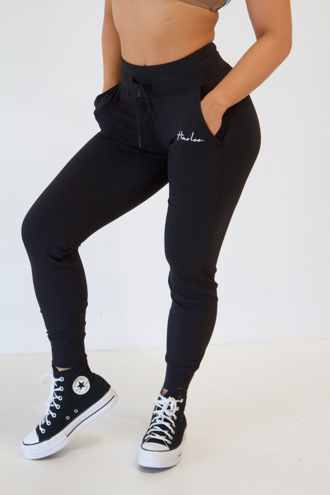 Drawstring Joggers Pants - Black