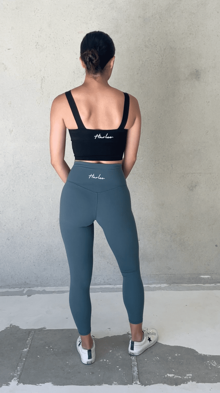 High Waist Full Length Leggings - Ocean Teal